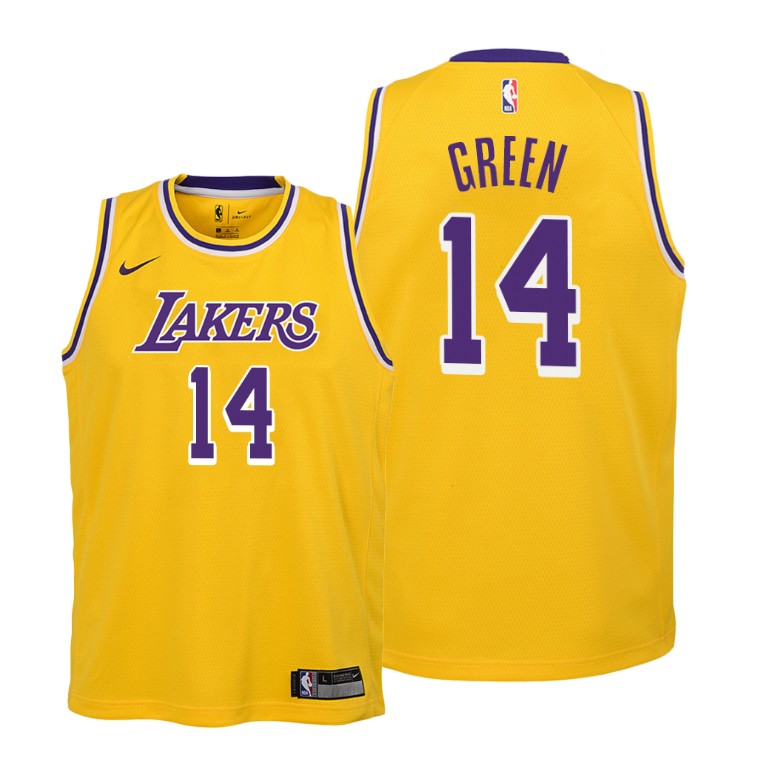 Youth Los Angeles Lakers Danny Green #14 NBA 2019-20 Yellow Icon Edition Gold Basketball Jersey UDH7483ZG